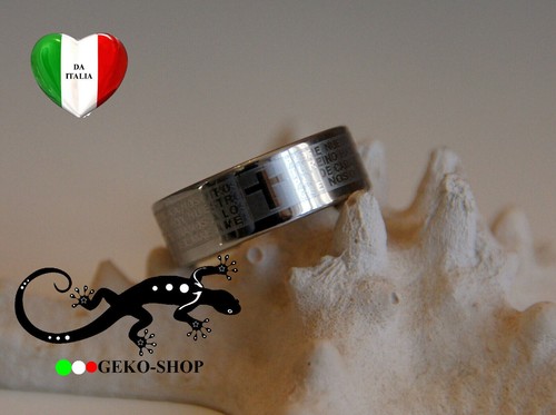ANELLO UOMO DONNA ACCIAIO FEDINO FASCIA CON PREGHIERA PADRE NOSTRO IN