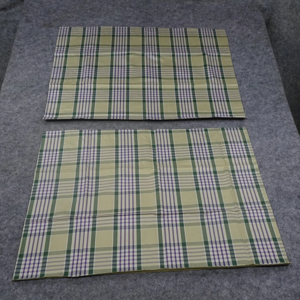 Ralph Lauren Pillow Shams Set of 2 24 x 32 Queen Green Purple Plaid Cotton F - Image 2 of 4