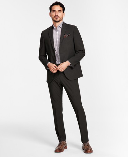 Kenneth Cole Reaction Slim Fit Men's Dark Grey/Sage 2 Piece Suit, 46S, 40W x 32L - 第 1/1 張圖片