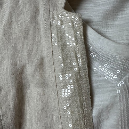 Chico's jacket shirt 2 piece set sz L / 16 100% linen beige tan blazer jacket - Bild 2 von 10