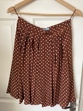 Prada Iconic Skirt SILK Pleated EU40 Uk 12 Polkadot Brown Cream Spotty Pattern