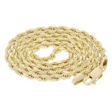 Italian 14k Yellow Gold Over Diamond Cut Rope Chain Necklace 22" 2.3mm