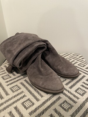 Stuart Weitzman Over The Knee Flat Smoke Gray Suede Boots Women's Size 7