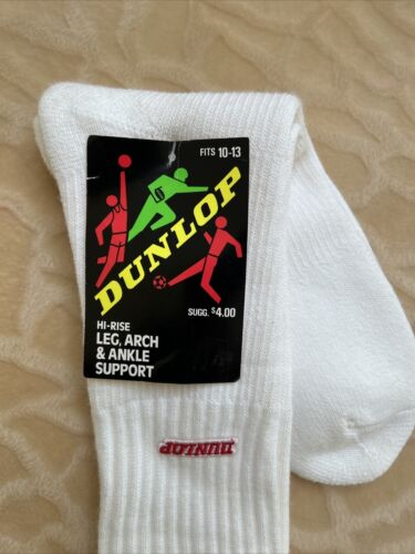 Vtg DUNLOP Blue Red White Stripe Tube HEAVY CUSHION Socks 24" Length-75% Orlon - Picture 3 of 7