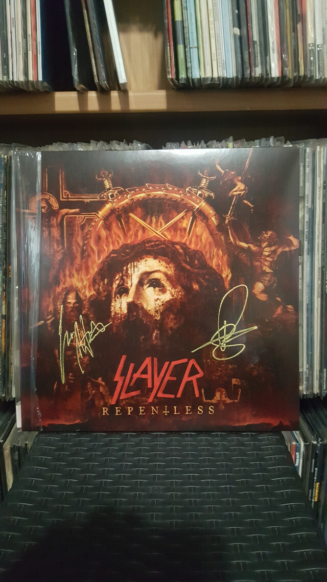 Slayer - Repentless サイン入りCD Slayer ''Repentless'' SIGNED Colored LP (Tom Araya, Gary