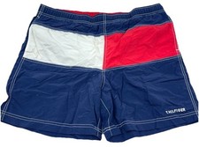 Vintage Tommy Hilfiger Swim Trunks Men Medium Red White Blue Bored Shorts Flag