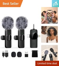 Rechargeable Wireless Lapel Mic Set for iPhone iPad - Plug Play Convenience