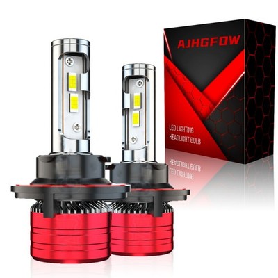 Pair AJHGFOW H13 White LED Headlight 9008 High Low Beam Kit Bulb High Power