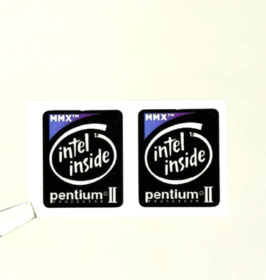 2 x MMX Intel Inside Pentium II  Sticker Label Decal 16mm x 19mm