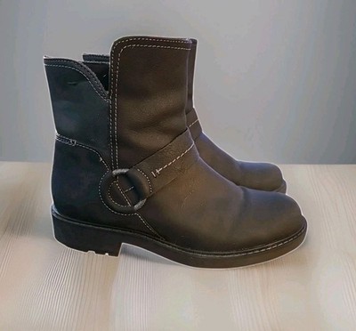 Clarks Black Ankle Boots Women's 7.5 Biker Harness Zip Comfort Lug Sole