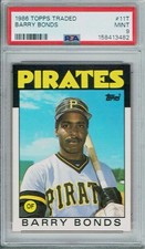 Topps 1986 Traded Barry Bonds Rookie Card #11T Pirates MLB PSA 9 Mint