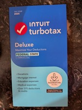 TurboTax Deluxe Desktop 2025 Federal  State Tax Return Product Key Card Desktop