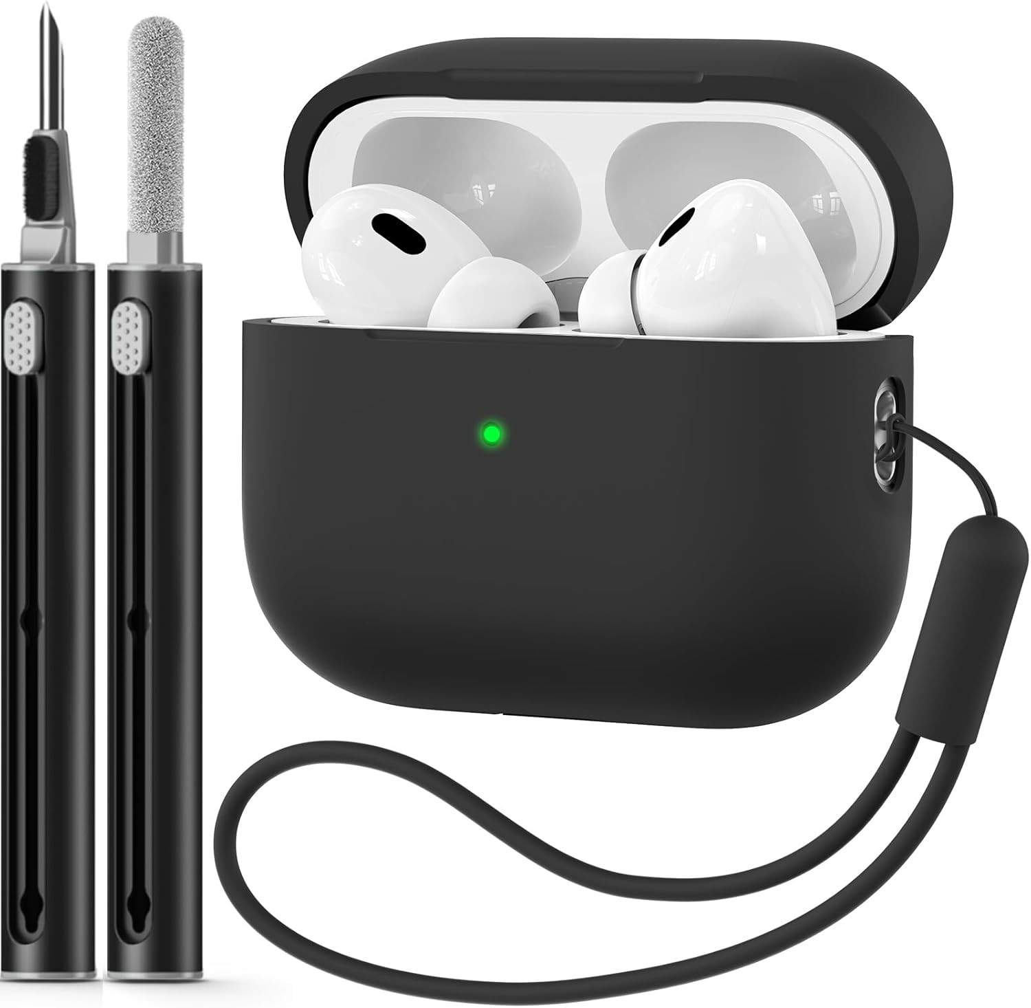 AirPods Pro 2nd Gen Case 2022-2023 Soft Black with Cleaning Kit  -image