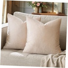 Velvet Throw Pillow Covers 18x18,Pack of 2 18" x 18" Pack of 2 Champagne