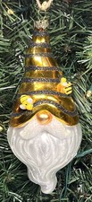 Gnome Honeybee Bee Blown Glass Christmas Ornament Robert Stanley New