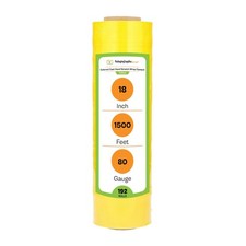 192 Rolls 18"x1500' 80 Gauge Cast Bundling Hand Stretch Wrap Film, Dark Yellow