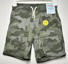 Boys' Twill Pull-On 'At The Knee' Cargo Shorts, Cat  Jack Green L 10/12 Husky