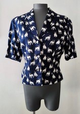 Veste-Spencer (1982)  Bleu marine Motif "Bouledogue"- MOSCHINO  - T. 40/42 -NEUF