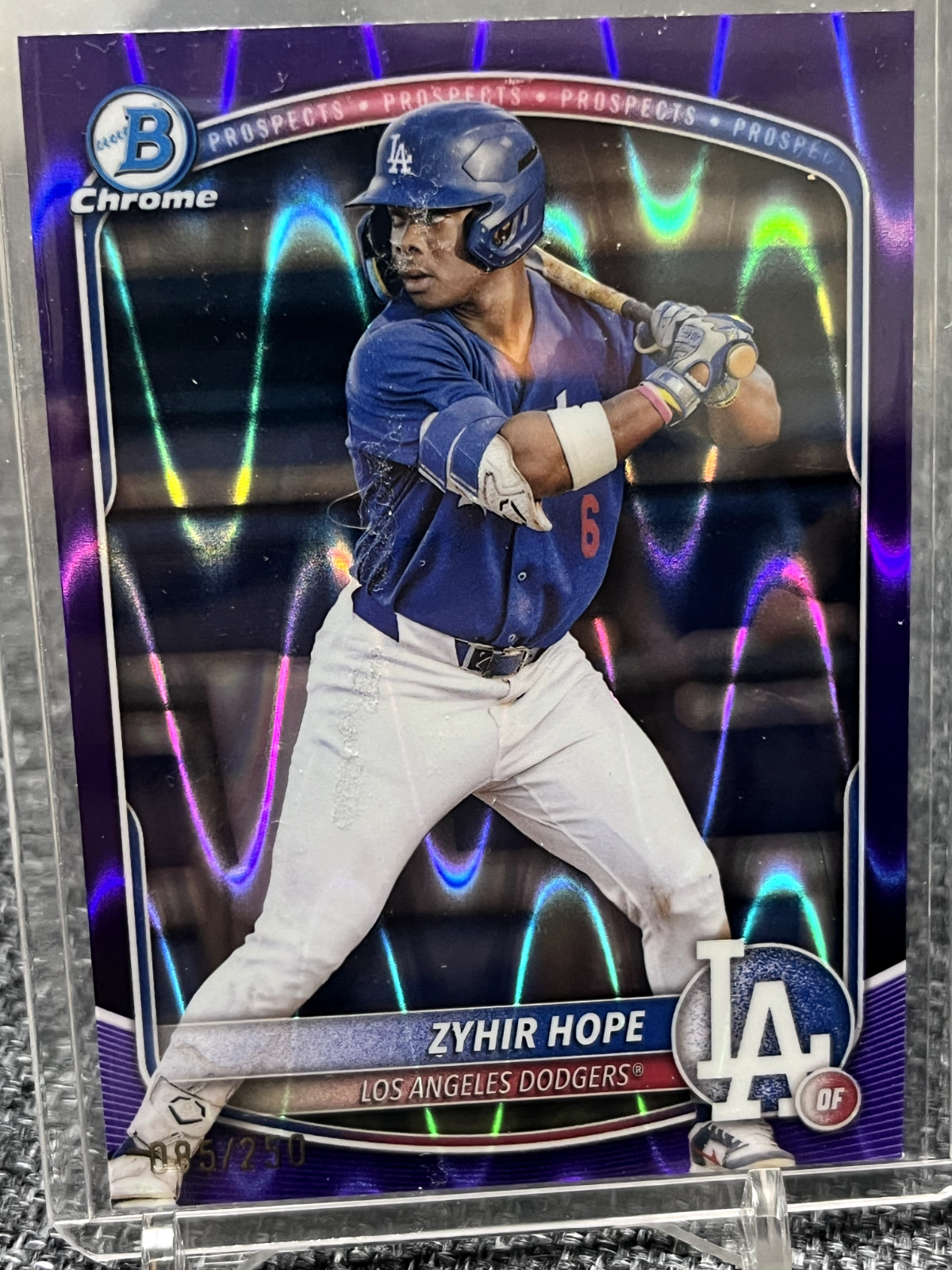 2025 Bowman - Chrome Prospects Zyhir Hope #BCP-2 Purple Raywave /250 (RC)