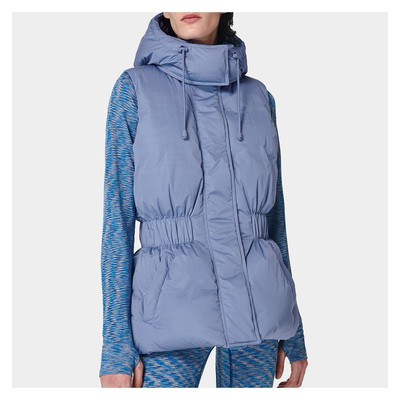 SWEATY BETTY Dusk Blue Formation Puffa Gilet BNWT Size Medium Duck Down Duvet 