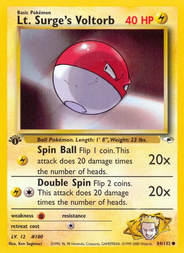 Lt. Surge's Voltorb Unlimited Common Gym Heroes 084/132 LP