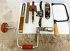 USED VINTAGE WOODWORKING TOOLS HAND DRILL MORTICE BEVEL GAUGES SPOKE HAND PLANE