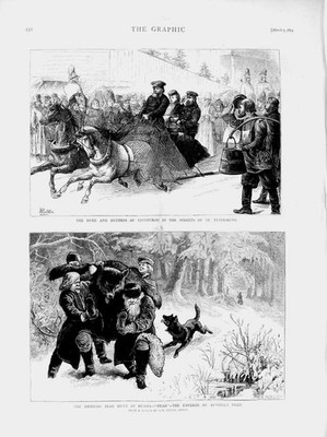 Alter antiker Druck 1874 Bärenjagd Russland Kaiser Österreich Petersburg Herzog 19.