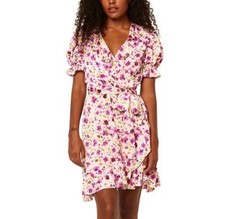 MISA Los Angeles Ruffle Pink Floral True Wrap Dress Size Small New MSRP$370