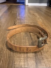 Vintage Hand Tooled Ladies Belt Tan Leather Sz 30 Name  bill  