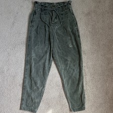 Free People Olive Green Paperbag Waist Tapered Utility Pants Womens XS Pleated