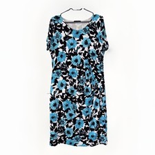 DAVID EMANUEL Women’s Dress Size UK20 Blue Black White Midi