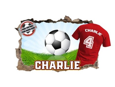 Personalisierte Wandbilder Fußball Schlafzimmer - 3D Vinyl Aufkleber individueller Name Sticker 1