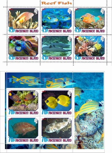 Blocchi Francobolli Reef Fish Askension Islands 2011