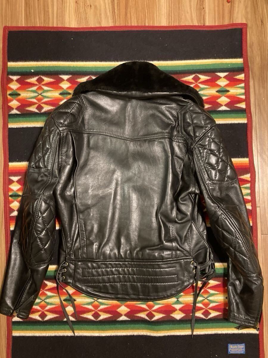 Used Langlitz Leathers Padded Columbia Fur Trim Leather Rider's Jacket Black image 7