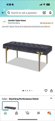 Jennifer Taylor Home Aria Upholstered Gold Accent Bench