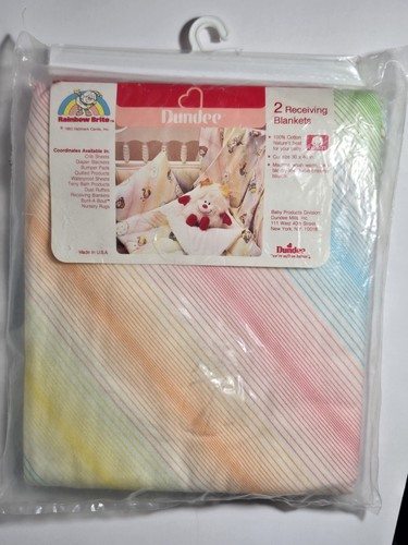 2 Vtg Dundee RAINBOW BRITE Baby Receiving Blankets 30x40" 100% Cotton USA New - Picture 6 of 7