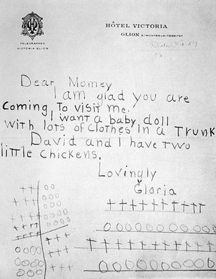 Letters written by Gloria Vanderbilt to mother These letters were - Old Photo