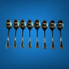 Oneida USA Stainless Flatware Set Of 8 Arbor Rose True Rose Soup/Oval Spoons