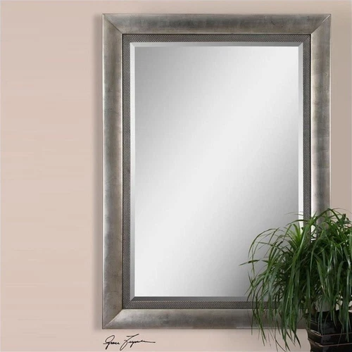 Uttermost Gilford Contemporary Wood Mirror in Antique Silver/Black/Gray - Picture 1 of 3