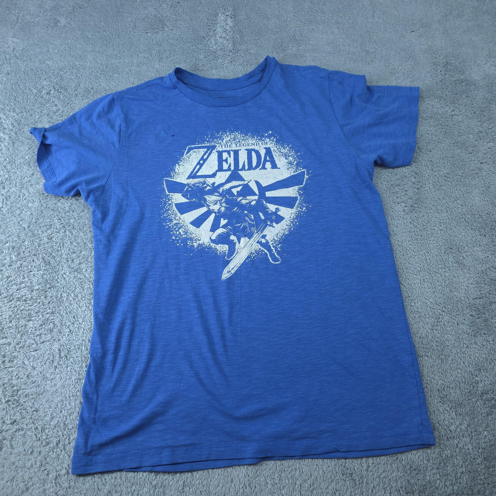 The Legend of Zelda Shirt Mens Large Blue Nintendo Link Graphic Short Sleeve Tee