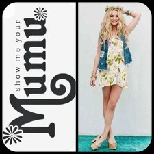 Show Me Your Mumu Dez Drape Dress Women's Large Flower Press Floral Garden EUC