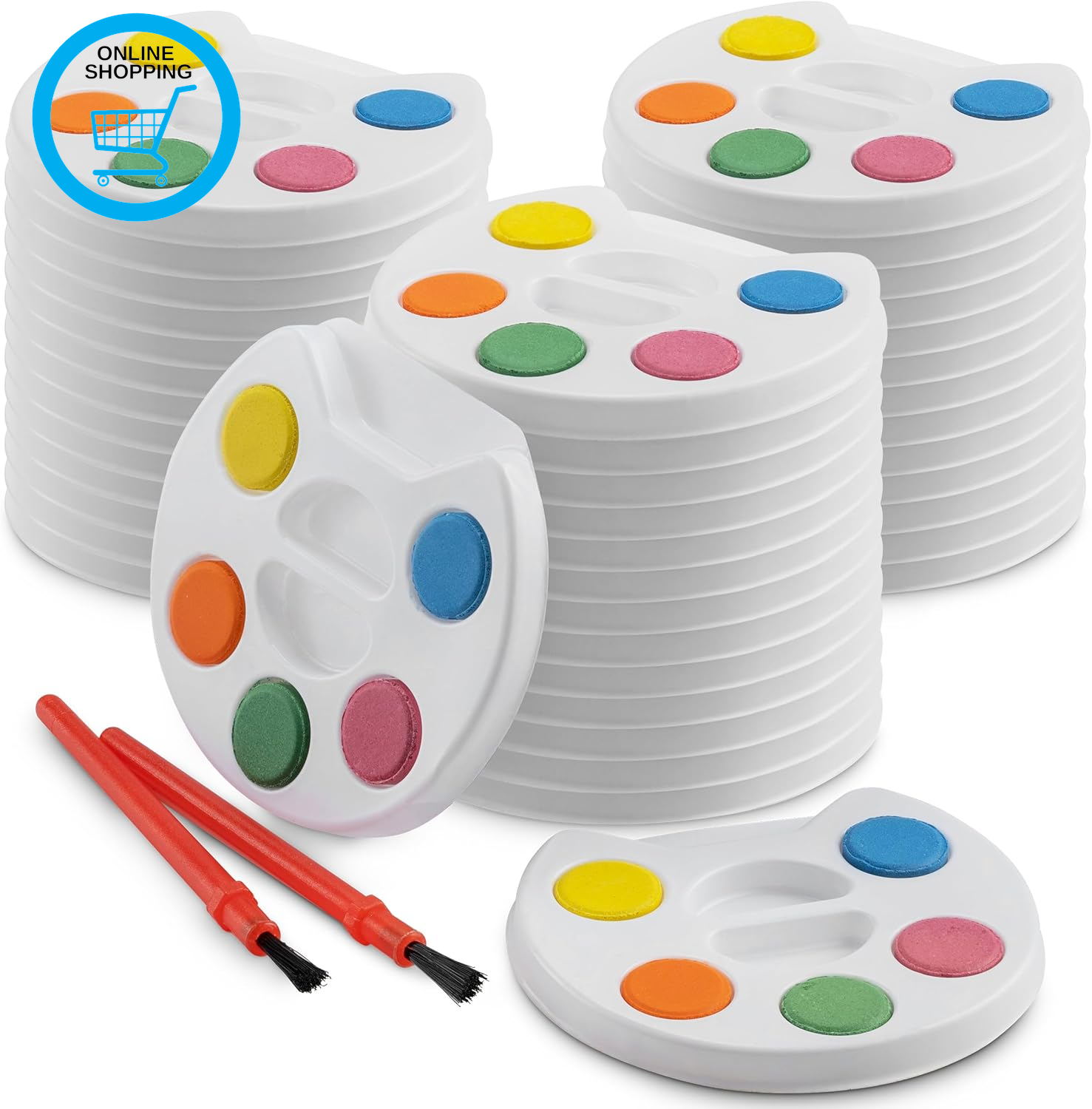 Mini Water Colour Paints Sets for Kids - (Bulk Pack of 24) - 5 Watercolours, Pai