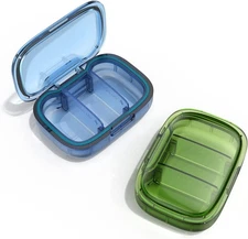 Pill Box 2 Pack Small Moisture Proof 3 Compartment Case