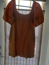 Madewell Maisie sz 6 Linen 34X34 Mini Dress Lined Smocked Pockets NWOT