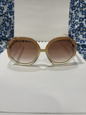 Ted Lapidus Fantastic Oversized Sunglasses Caramel with Gold-Toned Trim VTG READ