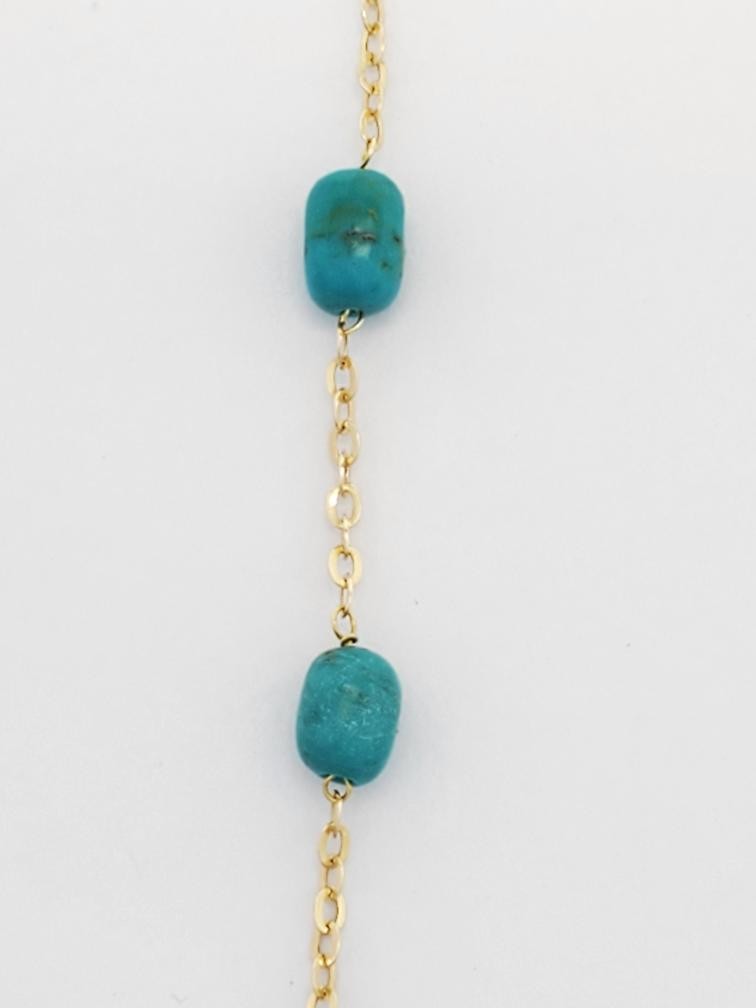 24" Cabochon Rectangular Cut Turquoise Bead Neckl… - image 3