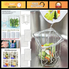 Kitchen Sink Strainer Basket Holder with 200 Net Bags Food Catcher, Drain Fi