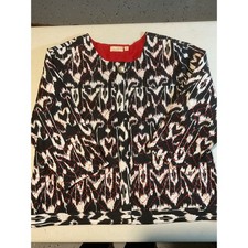 Choices Kids Black White Ikat Print Red Trim Quilted Jacket XL