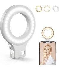 Clip on Ring Light Rechargeable 60 LED Selfie Ring Light for Phone Tablet 3 Mode