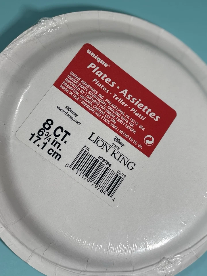 Platos de papel vintage Rey León decoraciones fiesta cumpleaños Disney años 90 sellados 8ct Foto 2 de 3
